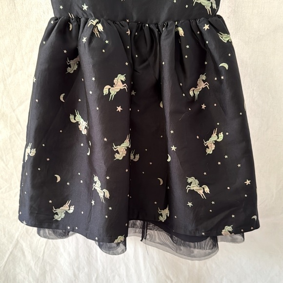 H&M Girls Size 7 Navy Blue Sleeveless Fit and Flare Unicorn Dress - Picture 3 of 5